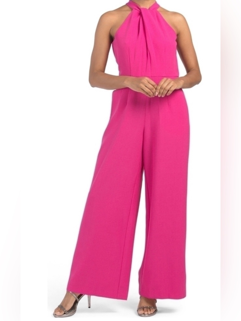 julia jordan Fuchsia Halter Wide-Leg Jumpsuit